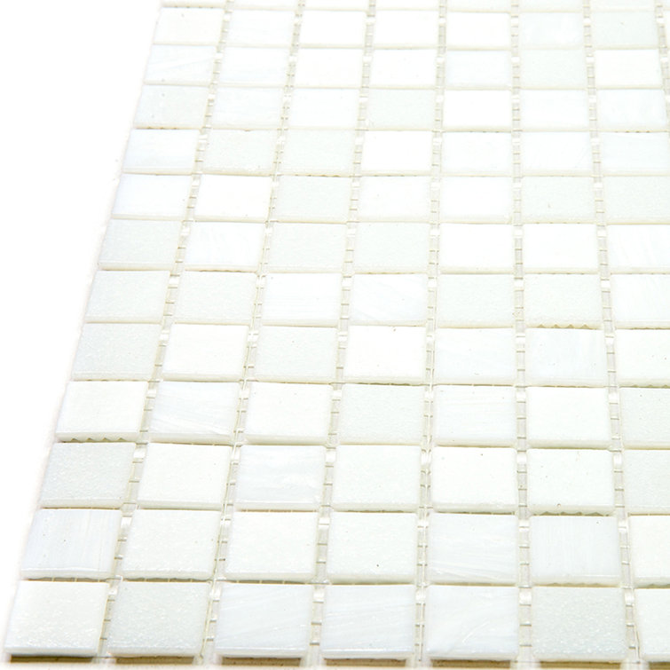 Pearl White 12" x 12" Iridescent Glass Mosaic Tile