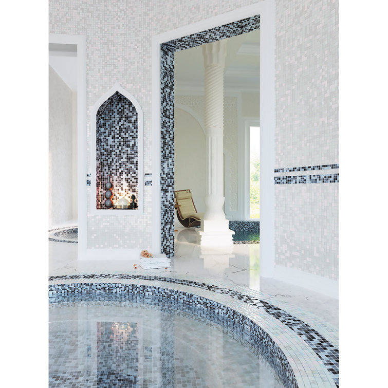 12" x 12" Glossy White Glass Mosaic Tile