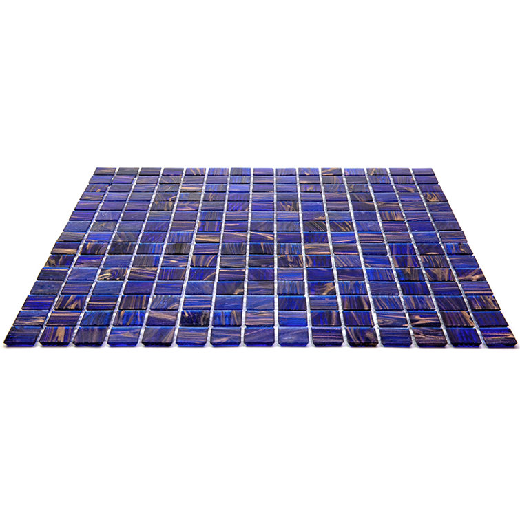 12" x 12" Glossy Blue and Brown Glass Mosaic Tile