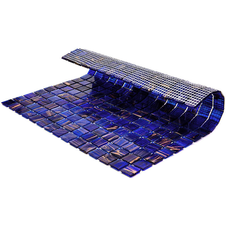 12" x 12" Glossy Blue and Brown Glass Mosaic Tile