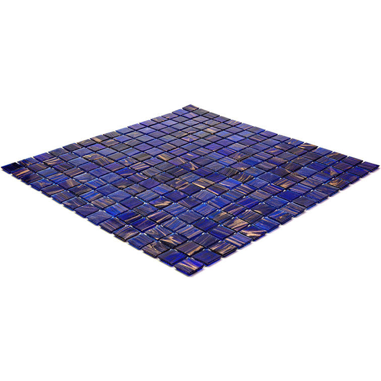 12" x 12" Glossy Blue and Brown Glass Mosaic Tile