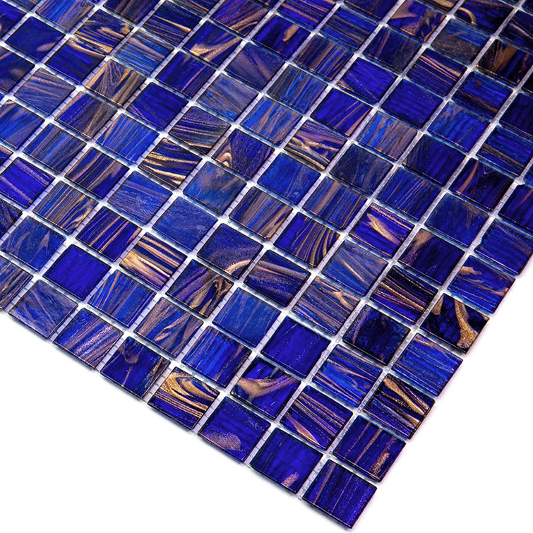 12" x 12" Glossy Blue and Brown Glass Mosaic Tile