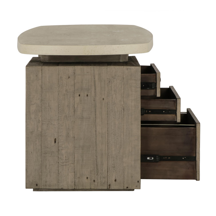 Angus 70" Gray Reclaimed Wood Writing Desk with Drawers