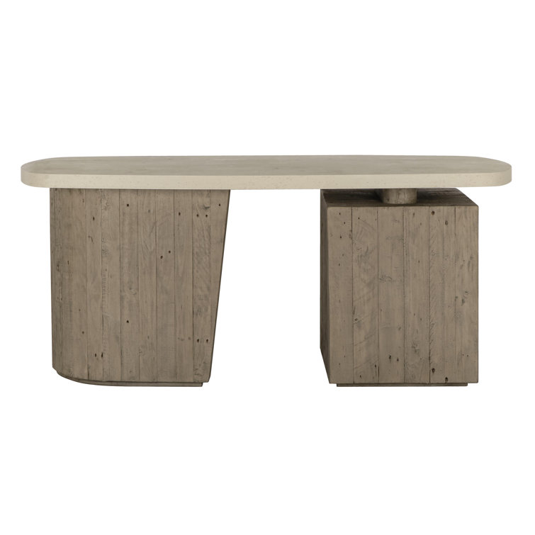 Angus 70" Gray Reclaimed Wood Writing Desk with Drawers