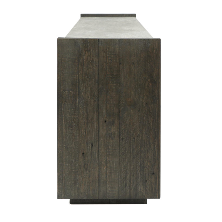Tori 70" Dark Brown Reclaimed Wood Console Table with Concrete Top