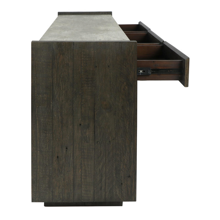 Tori 70" Dark Brown Reclaimed Wood Console Table with Concrete Top