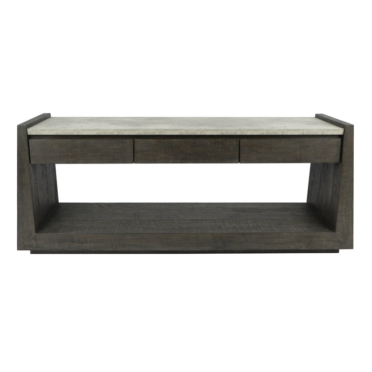Tori 70" Dark Brown Reclaimed Wood Console Table with Concrete Top