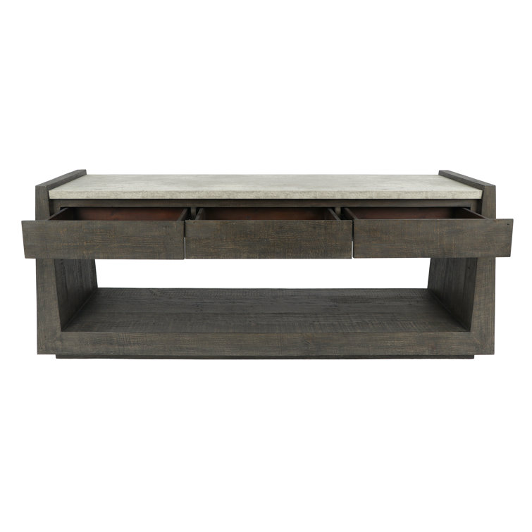 Tori 70" Dark Brown Reclaimed Wood Console Table with Concrete Top