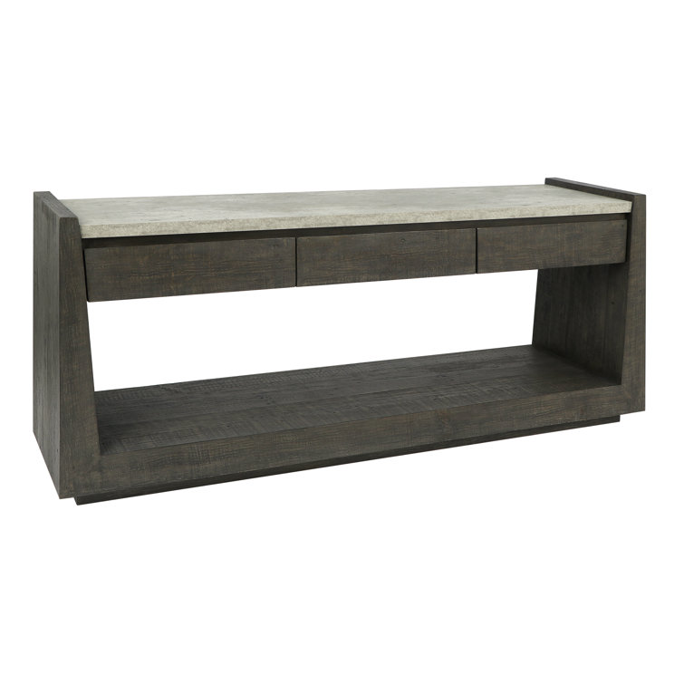 Tori 70" Dark Brown Reclaimed Wood Console Table with Concrete Top