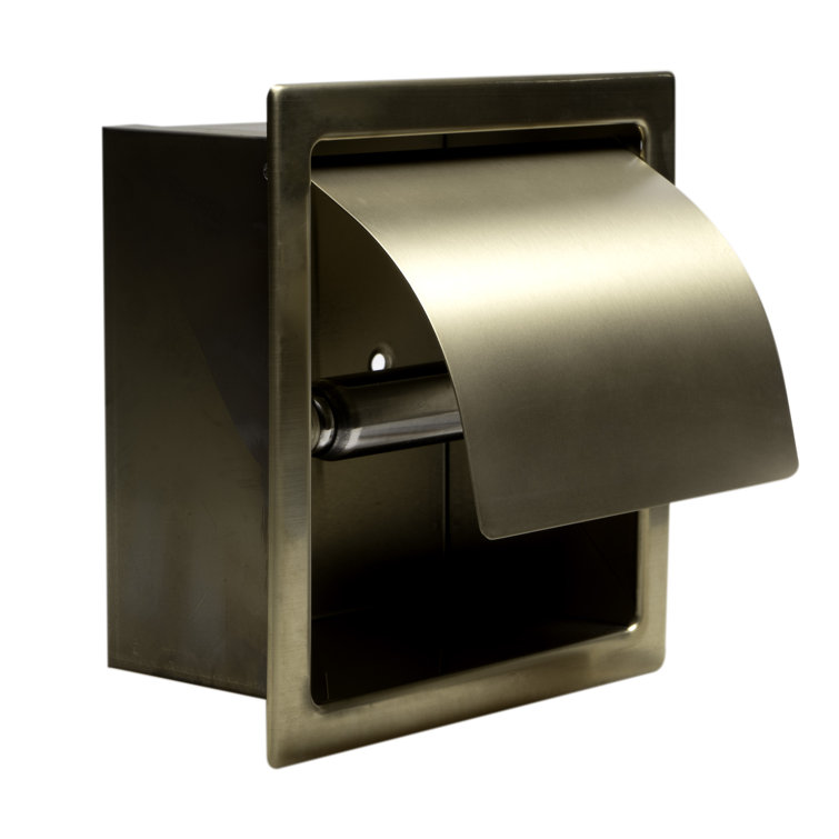 Brushed Gold Stainless Steel Recessed Toilet Paper Holder