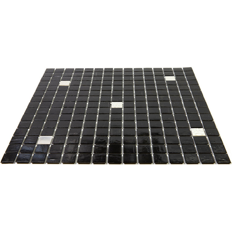 12" x 12" Black and White Iridescent Glass Mosaic Tile