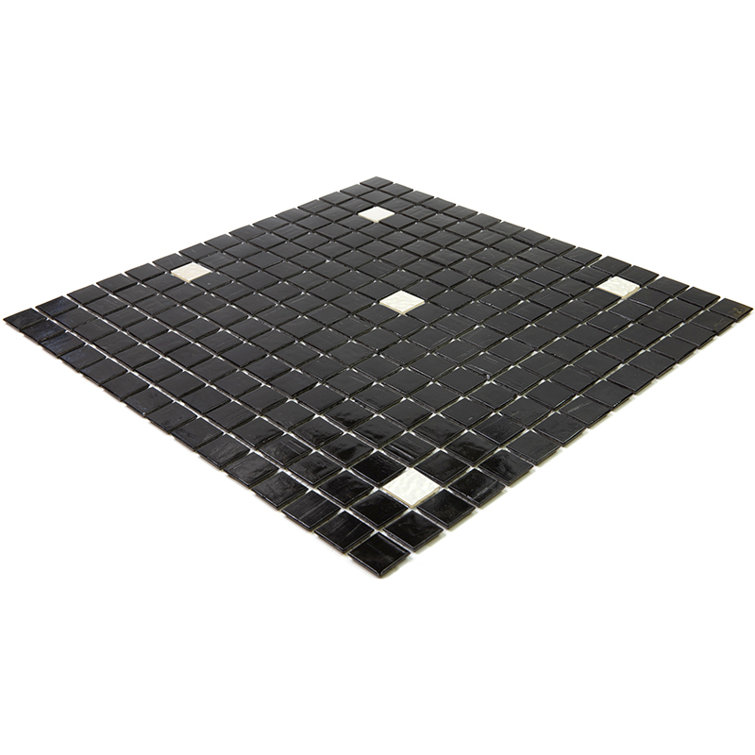 12" x 12" Black and White Iridescent Glass Mosaic Tile