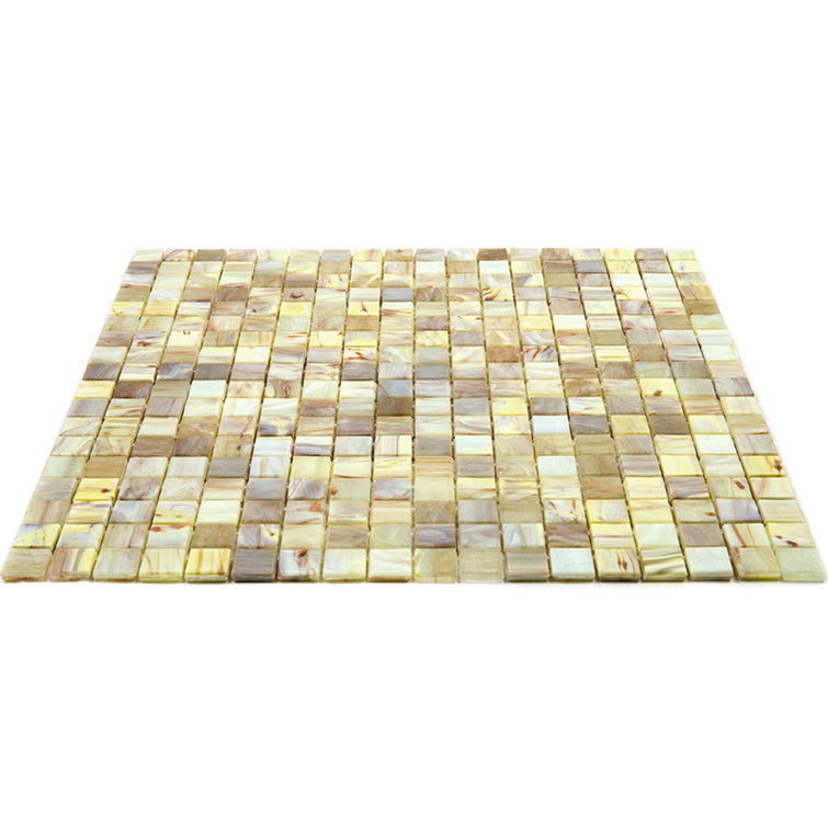 Parchment Beige and Yellow Glass Mosaic Tile for Wall and Floor