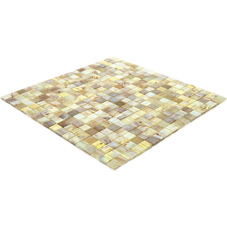Parchment Beige and Yellow Glass Mosaic Tile for Wall and Floor