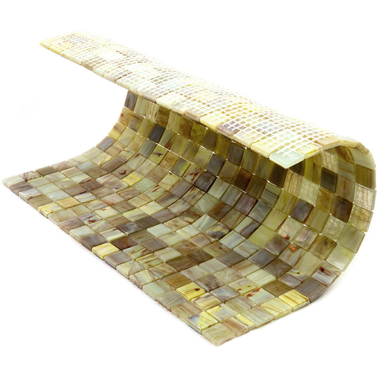 Parchment Beige and Yellow Glass Mosaic Tile for Wall and Floor