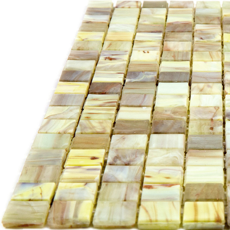Parchment Beige and Yellow Glass Mosaic Tile for Wall and Floor