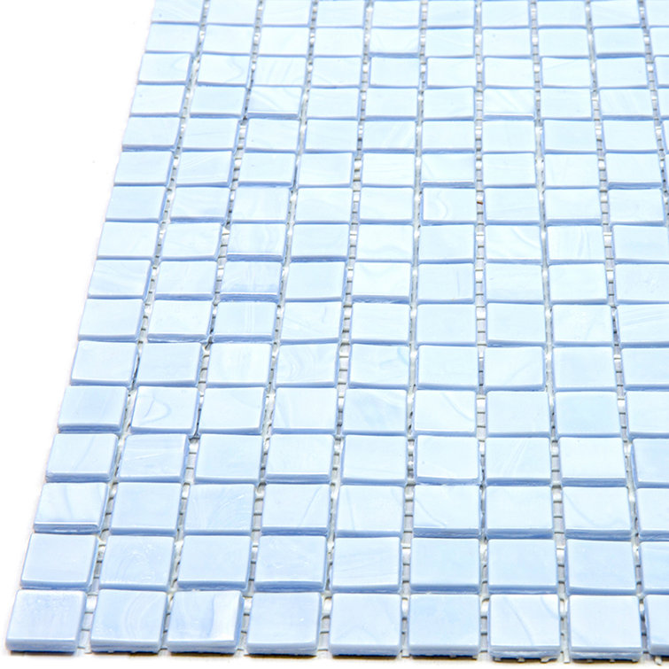 Light Blue Glossy Glass Mosaic Wall and Floor Tile