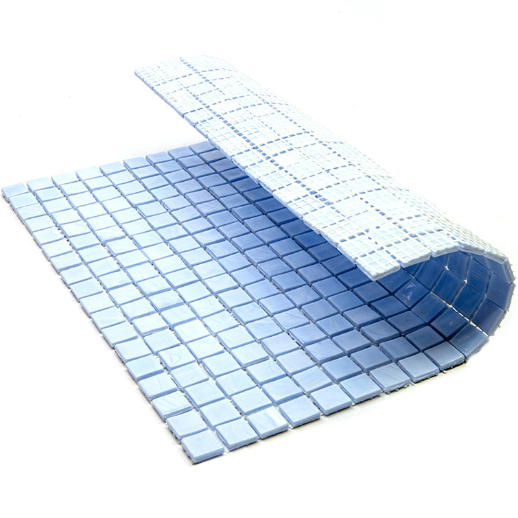 Light Blue Glossy Glass Mosaic Wall and Floor Tile