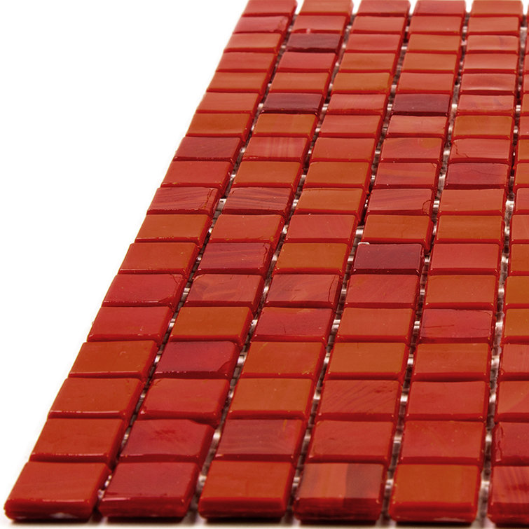 Rose Red Iridescent Glass Mosaic Wall and Floor Tile