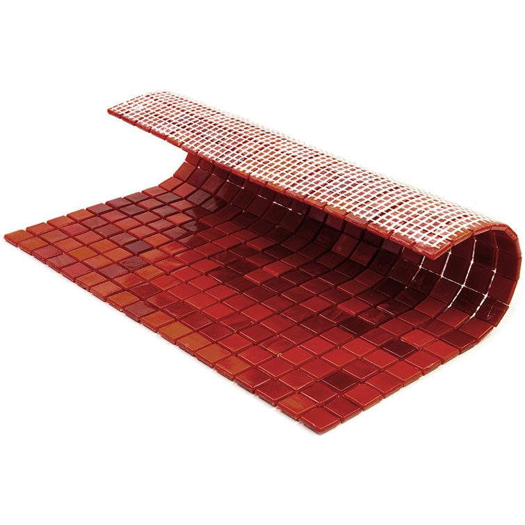 Rose Red Iridescent Glass Mosaic Wall and Floor Tile