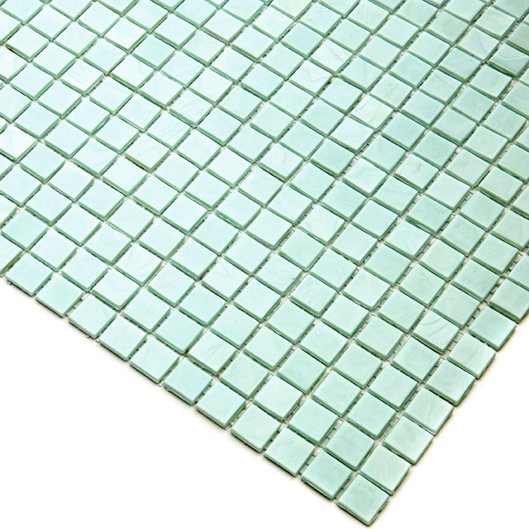 Skosh 11.6" Light Blue-Green Glossy Glass Mosaic Tile