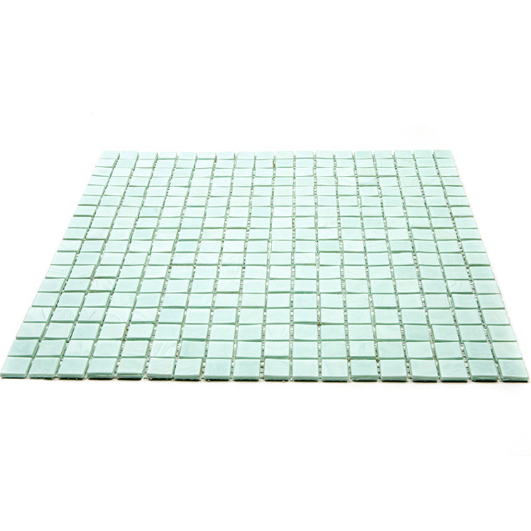 Skosh 11.6" Light Blue-Green Glossy Glass Mosaic Tile