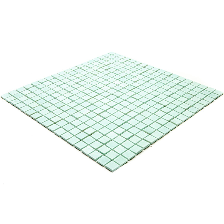 Skosh 11.6" Light Blue-Green Glossy Glass Mosaic Tile