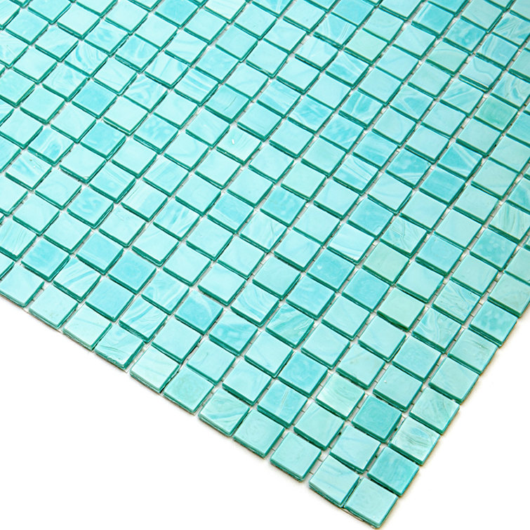 Mint Green Glass Mosaic Wall and Floor Tile, 11.6" x 11.6"