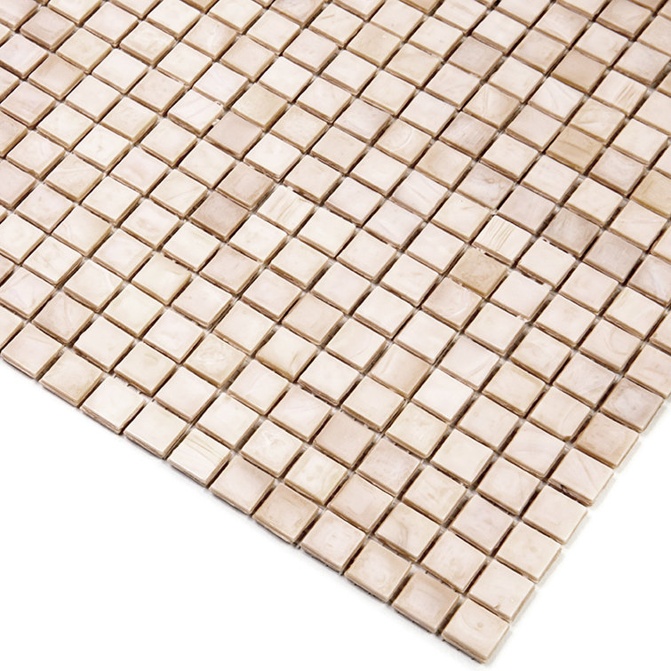 Skosh 11.6" x 11.6" Glossy Iridescent Beige Glass Mosaic Tile