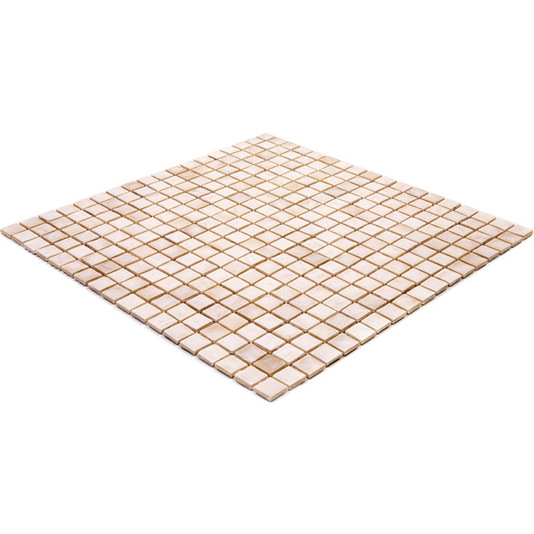 Skosh 11.6" x 11.6" Glossy Iridescent Beige Glass Mosaic Tile