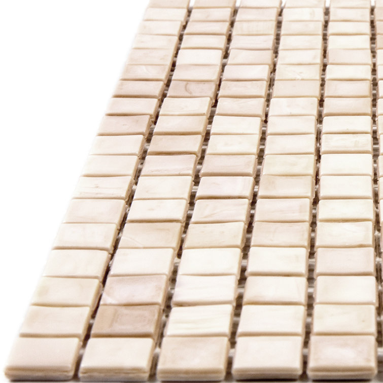 Skosh 11.6" x 11.6" Glossy Iridescent Beige Glass Mosaic Tile