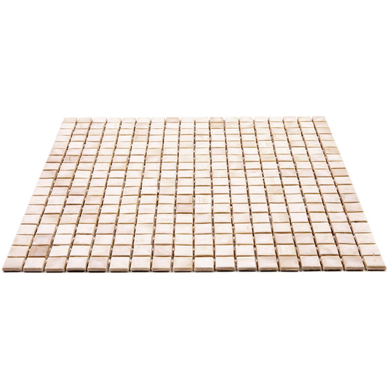 Skosh 11.6" x 11.6" Glossy Iridescent Beige Glass Mosaic Tile