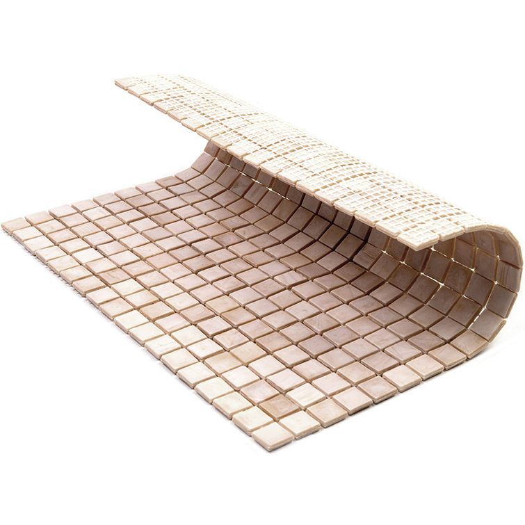 Skosh 11.6" x 11.6" Glossy Iridescent Beige Glass Mosaic Tile
