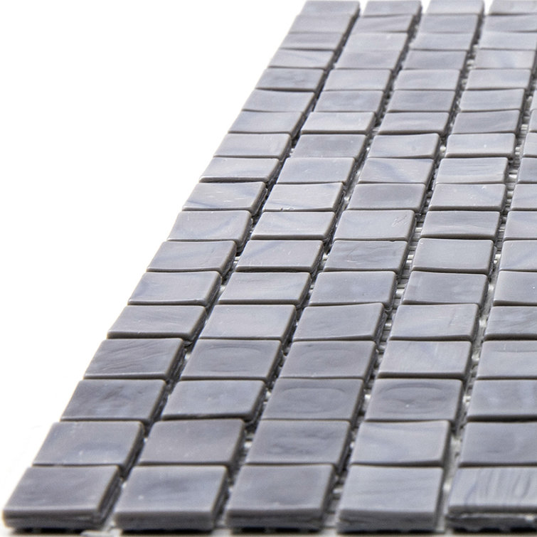 Metal Gray 11.6" x 11.6" Iridescent Glass Mosaic Tile