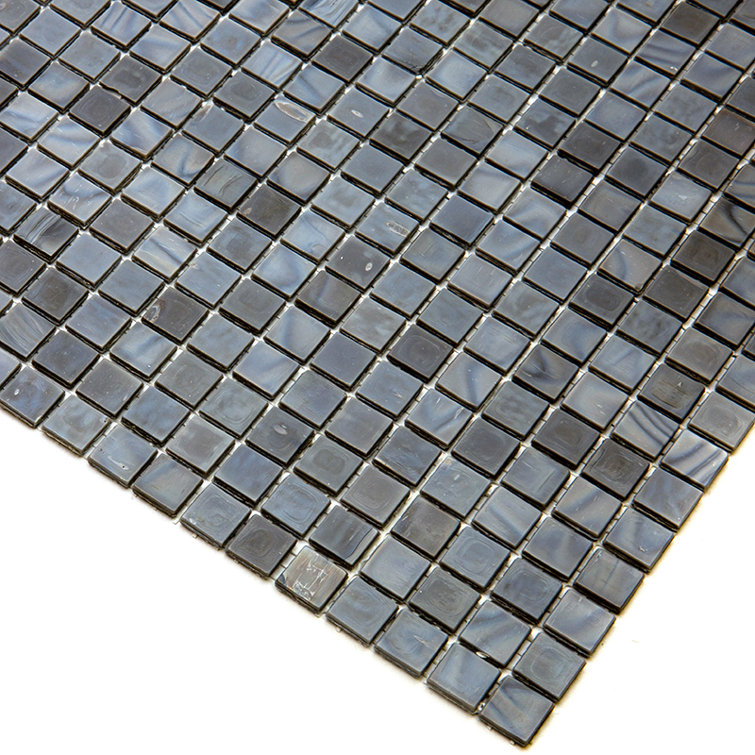 Mouse Gray Polished Glass Mosaic Wall and Floor Tile