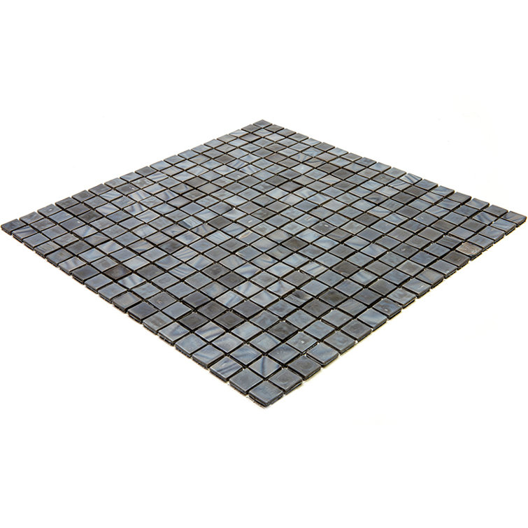 Mouse Gray Polished Glass Mosaic Wall and Floor Tile