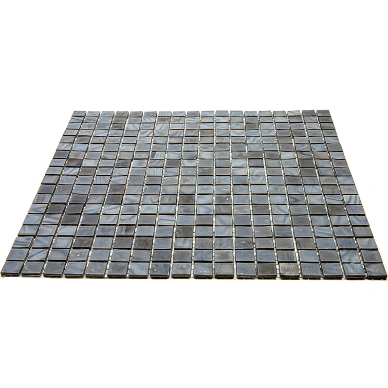 Mouse Gray Polished Glass Mosaic Wall and Floor Tile
