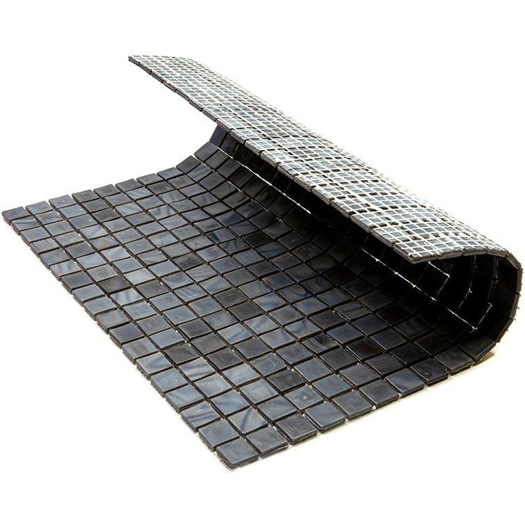 Mouse Gray Polished Glass Mosaic Wall and Floor Tile