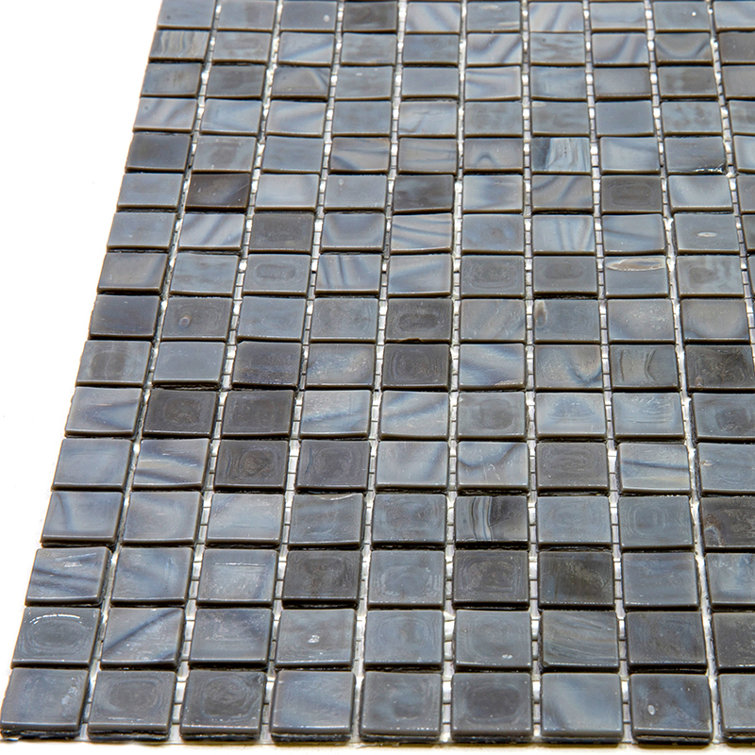 Mouse Gray Polished Glass Mosaic Wall and Floor Tile