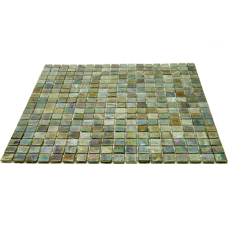 Skosh Glossy Green and Brown Glass Mosaic Tile