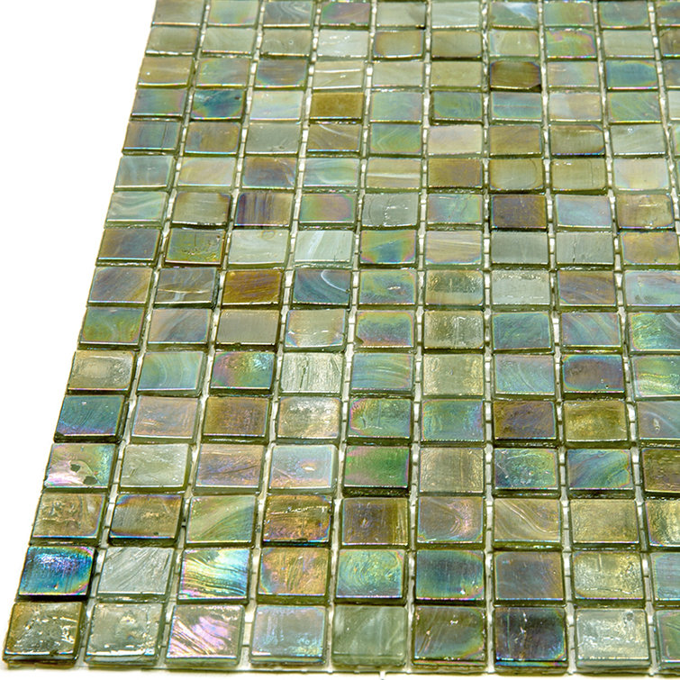 Skosh Glossy Green and Brown Glass Mosaic Tile