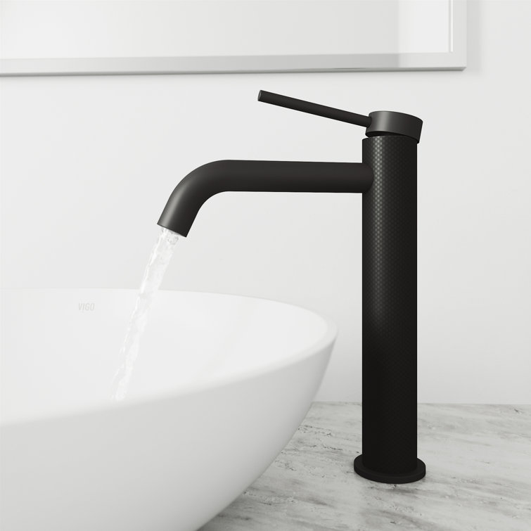 Lexington 10'' Carbon Fiber and Matte Black Bathroom Vessel Faucet