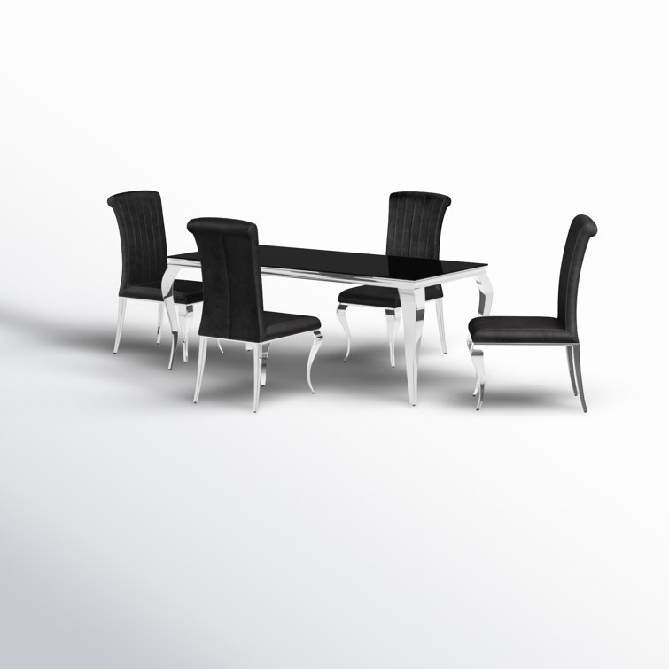 Black and Chrome 5-Piece Glass Top Dining Set