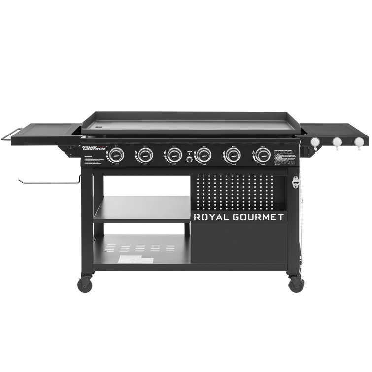 Royal Gourmet 44-Inch Black Stainless Steel 6-Burner Propane Gas Grill Griddle