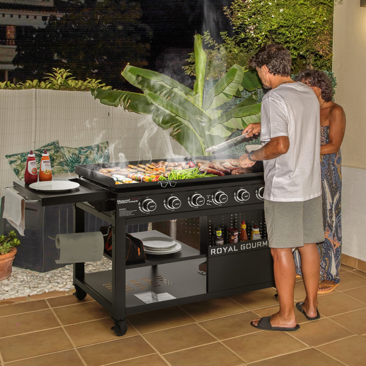 Royal Gourmet 44-Inch Black Stainless Steel 6-Burner Propane Gas Grill Griddle