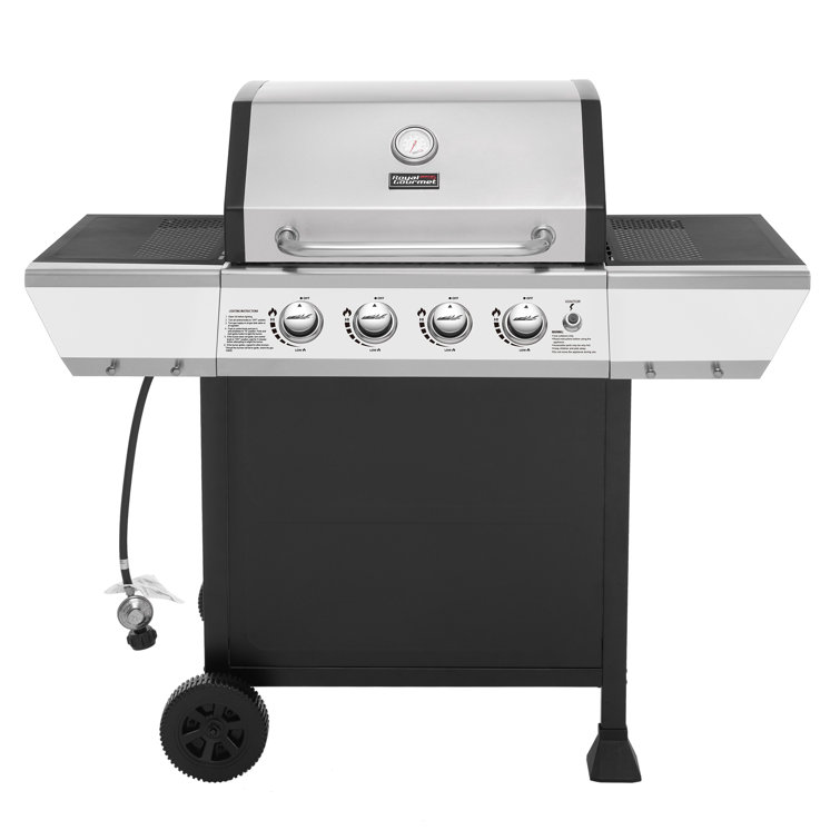 Royal Gourmet 4-Burner Black and Silver Stainless Steel Propane Gas Grill