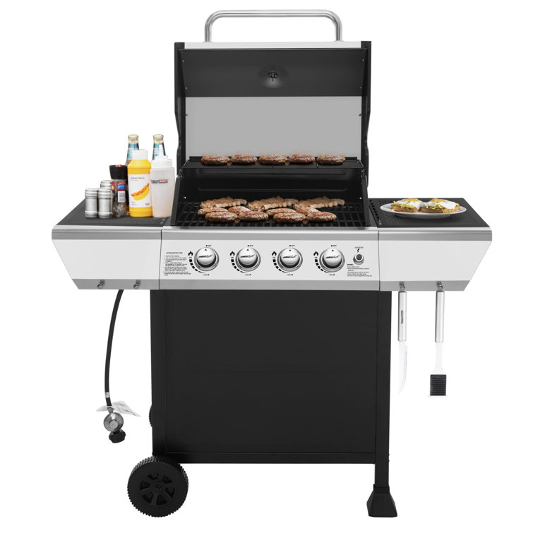 Royal Gourmet 4-Burner Black and Silver Stainless Steel Propane Gas Grill