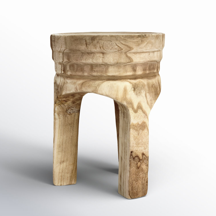 Mesa Natural Wood Handmade Side Table with Unique Bark Detail
