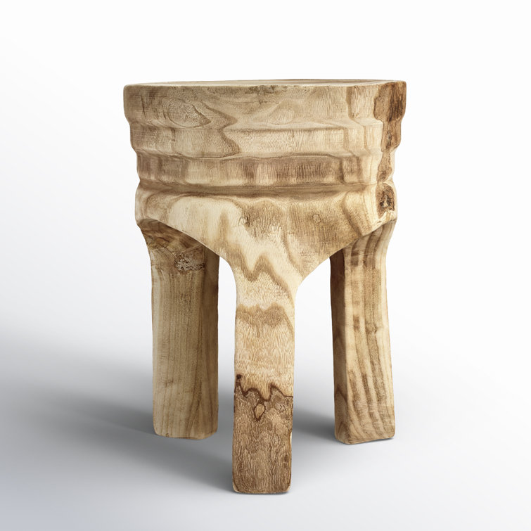 Mesa Natural Wood Handmade Side Table with Unique Bark Detail