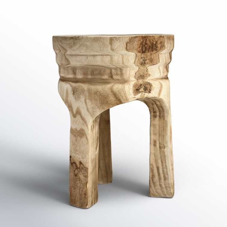 Mesa Natural Wood Handmade Side Table with Unique Bark Detail